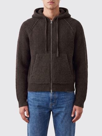 Dunst Cardigan con cappuccio in lana a coste con chiusura a zip