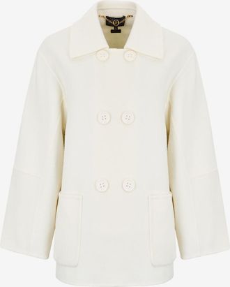 Luisa Spagnoli Zweireihiger Flanellmantel Super