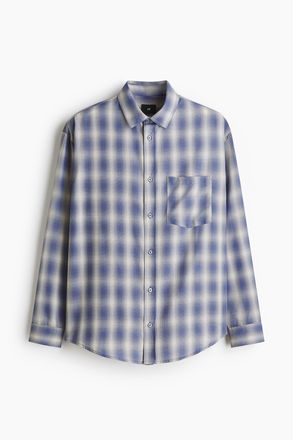 H&M Hemd in Relaxed Fit - Hellblau/Kariert