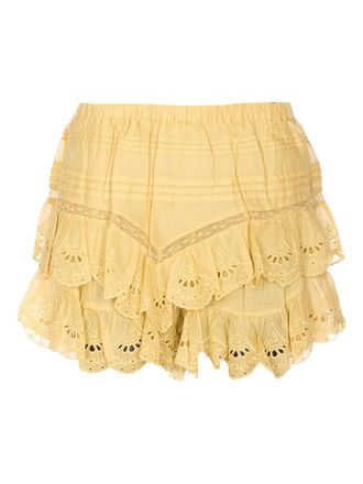 Isabel Marant Jocadia embroidered ruffled mini skirt - Yellow