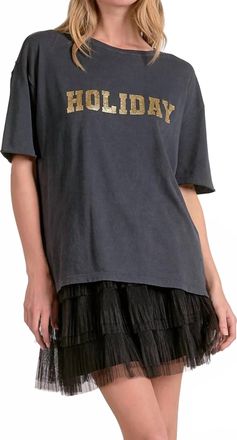 Elan Holiday Graphic Tee In Grey