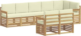 vidaXL Conjunto De Sof&aacute;s De Exterior 8 Uds. Blanco Y Crema Poli&eacute;ster Vidaxl