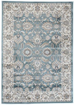 Tapiso Alfombra de sal&oacute;n vintage azul crema marr&oacute;n flores 80x150