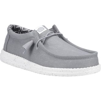 HeyDude Wally Canvas 100% Cotton Mens Light Grey Boat Shoes - Size UK 11