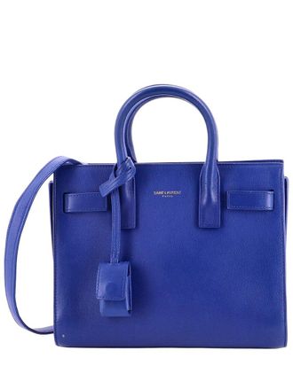 Saint Laurent Blue Leather Sac De Jour Bag Nano (Authentic Pre-Loved)