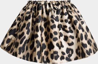 Givenchy Leopard-Print Satin Ruched Mini Skirt