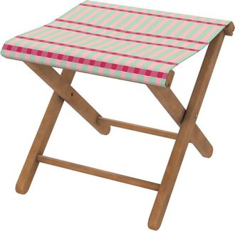 Vent de Boh&egrave;me Taburete plegable de haya y tela outdoor dise&ntilde;o de rayas laguna