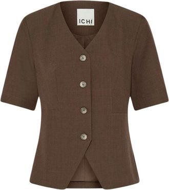 Ichi Blazer met korte mouwen - Dames - Blazers - Bruin - M - Jassen