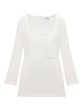 Courr&egrave;ges square-neck mini dress - women - Viscose/Elastane - 42 - White
