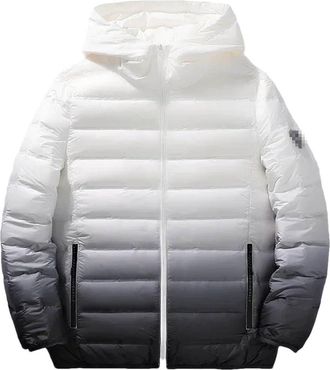 Generic Arrivlas Winter Men Gradient Hooded Puffer Jackets Top 90% White Duck Down Mens Warm Coat Black M