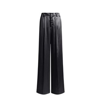 Alberta Ferretti Shiny Satin Trousers - female - Alberta Ferretti - Wide Trousers - Black - M - Trousers