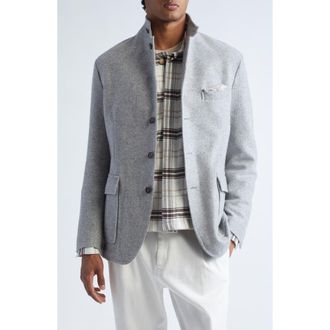 Eleventy Single Breasted Cashmere & Silk Jacket in Light Gray Melange at Nordstrom, Size 50