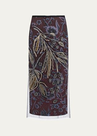 Diane Von F&uuml;rstenberg Gramercy Layered Floral Midi Skirt