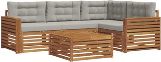 vidaXL Conjunto De Sof&aacute;s De Exterior 5 Uds. Gris Natural Y Claro Vidaxl