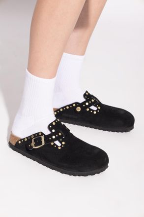 Birkenstock Boston Riviet Border Mules, Womens, Black