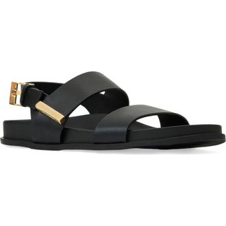 Aquatalia Irma Weatherproof Quarter Strap Sandal in Black Calf at Nordstrom, Size 8.5