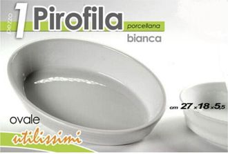 Trade Shop Trade Shop - Pirofila Ovale Bianca Teglia Forno Lasagnera 27x18,5x5,5cm In Porcellana 646744