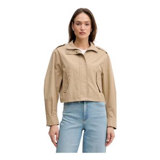 Oui Short Safari Jas - Dames - Jassen - Beige - Maat: 2XL Katoen