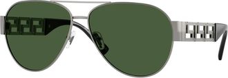 Versace Greca Zonnebril - Heren - Zonnebrillen - Grijs - 61 MM - Accessoires