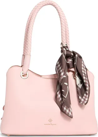 Nanette Lepore Sybil Braided Handle Shoulder Bag in Peachy Pink-Maple Gingham at Nordstrom Rack