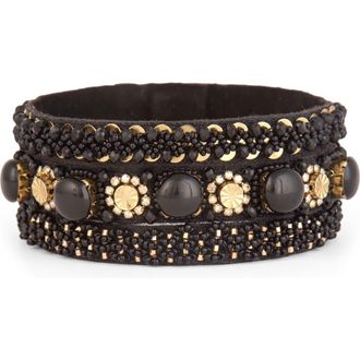 Deepa Gurnani Reed Bead & Crystal Bracelet in Black at Nordstrom