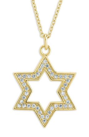Sterling Forever Pave Star of David Pendant Necklace in Gold at Nordstrom