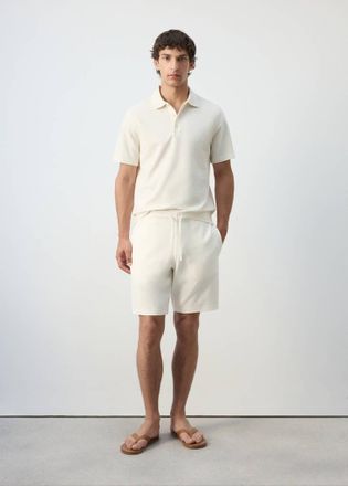 Mango Polo misto cotone texture bianco - Uomo - XXL - MANGO MAN