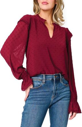 Gibsonlook Holly Swiss Dot Ruffle Top in Wine at Nordstrom, Size Xx-Large
