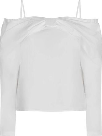 Nina Ricci Off-Shoulder Top met Strik - Dames - Longsleeves - Wit - M - Katoen - Tops