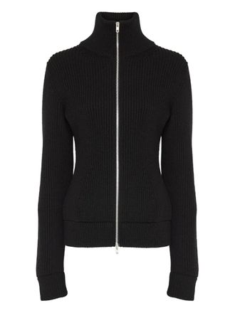 Maison Margiela ribbed zip-fastening cardigan - women - Virgin Wool - L - Black