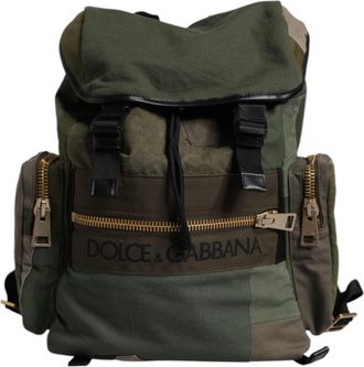 Dolce & Gabbana Military Green Patchwork School Backpack Mens Bag