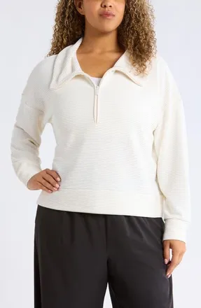 Zella Ottoman Half Zip Pullover in Ivory Egret at Nordstrom, Size 2X
