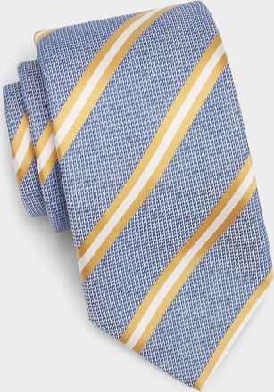 Canali Men & apos;s Blue and Gold Striped Silk Tie