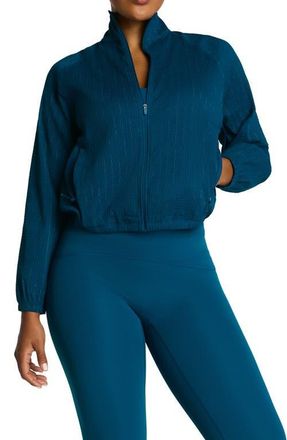 Spanx BoostUp Water Repellent Glow Weave Full Zip Jacket in Deep Cove at Nordstrom, Size X-Small
