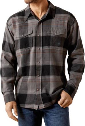 Ariat Retro Hernandez Flannel Snap Closure Shirt In Dark Grey