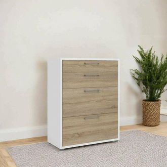 Dmora Aparador Lydie, Buf&eacute; De Sal&oacute;n, Aparador De Sal&oacute;n, Despensa De Cocina, 89x40 H113 Cm, Blanco Y Roble - Dmora