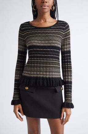 Ramy Brook Melissa Texture Merino Wool Blend Knit Top in Deep Olive Cable at Nordstrom, Size Xx-Large