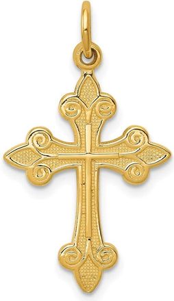 Diamond2Deal 14k Yellow Gold Fleur De Lis Cross Pendant