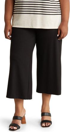 Max Studio Ponte Knit Crop Wide Leg Pants in Black at Nordstrom Rack, Size 1X