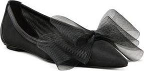 Stuart Weitzman Blushing Bow Pointed Toe Flat in Black at Nordstrom Rack, Size 7.5