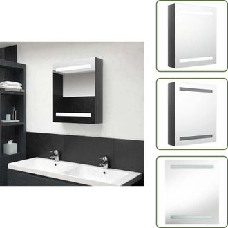 vidaXL The Living Store Armadietto Bagno con Specchio e LED Grigio Lucido 50x14x60 cm - Armadietto con specchio