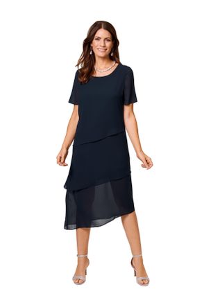 Hermann Lange Chiffonkleid, Damen, Gr. 36, N-Gr, blau (marine), Chiffon, Obermaterial: 100% Polyester, HERMANN LANGE COLLECTION, unifarben, figurumspielend ca. Mitt