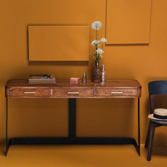 Signature Consola de metal y roble quemado - l150 cm