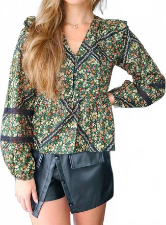 Lost + Wander Ortensia Top In Green Multi