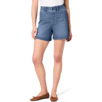 Spanx Pull-On High Waist Mid Thigh Denim Shorts in Vintage Indigo at Nordstrom Rack, Size Small