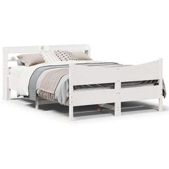 Berkfield Home Bed Frame with Headboard White 140x200 cm Solid Wood Pine