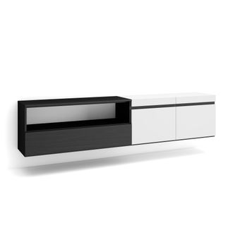 Skraut Home Skraut Home - Mueble Tv, Televisi&oacute;n, Muebles De Sal&oacute;n, Almacenaje, 200x45x35cm, Para Tv Hasta 80, Colgado, Suspendido, Estilo Moderno, Blanco Y Negro
