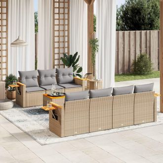 vidaXL Vidaxl - Juego De Sof&aacute;s De Jard&iacute;n Con Cojines Beige 8 Pzas Rat&aacute;n Pe