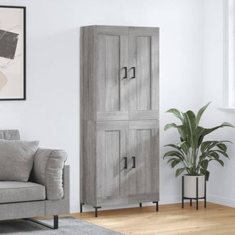 vidaXL Vidaxl - Aparador Alto Madera Contrachapada Gris Sonoma 69,5x34x180 Cm