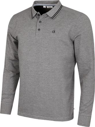 Calvin Klein Mens Campus Long Sleeve Polo Shirt - Grey Marl - XXL